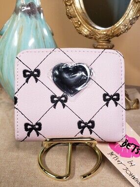 Betsey Johnson Pink Quilted Bow Wallet w/ Heart Accent NWT!